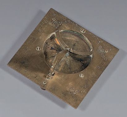  Sundial in engraved brass decorated with...