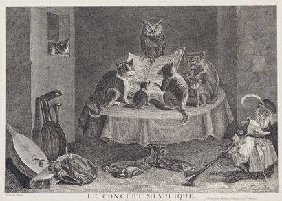 David Teniers (1610-1690) d'après 
Teniers et sa famille Le Concert miaulique
Deux...