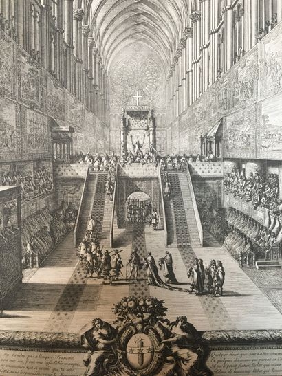 null Jean LE PAUTRE (1618 – 1682). Sacre de Louis XIV à Reims : le roi sous le dais...