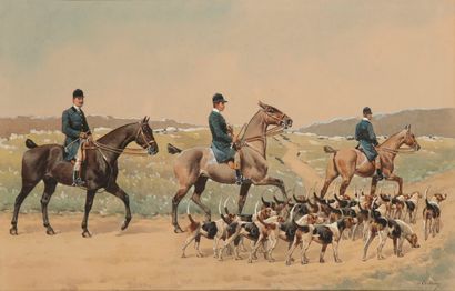 null Charles de CONDAMY (c.1855-1913). Rallye la Brenne, équipage de lièvre du comte...