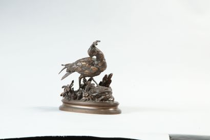 null 
Henri Emile TRODOUX (1815-1881). Vanneau huppe et la grenouille. Bronze à patine...