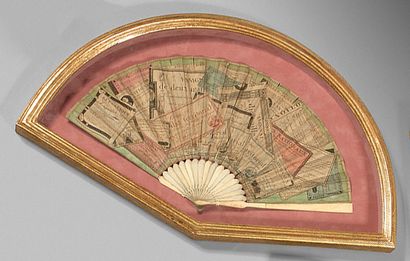 Paper fan, decorated with assignats in polychromy....
