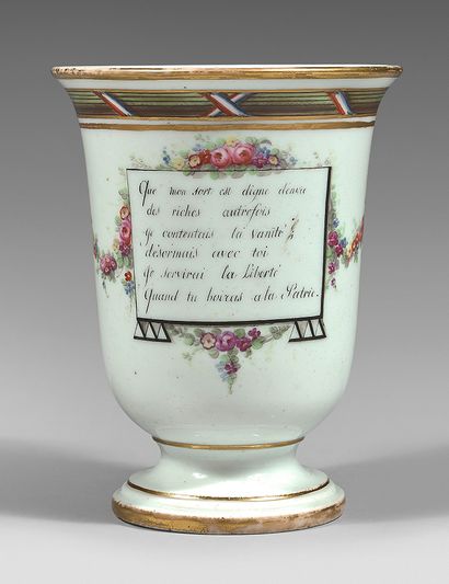 PARIS Large porcelain cup decorated in polychrome on one side of the goddess of Reason...
