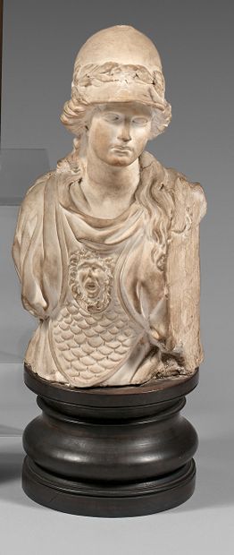 null 18th century porcelain bust
Representing Athena, plaster consolidations, helmet...