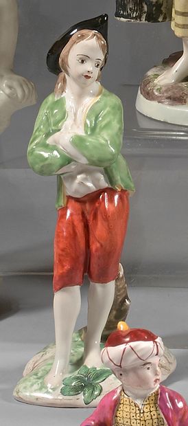 18th century Saint-Clement faience statuette...