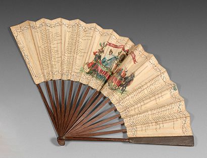 Printed paper fan with polychrome decoration...