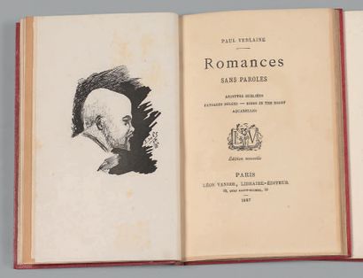 VERLAINE (Paul). Romances sans paroles. Paris, Léon Vanier, Libraire-Éditeur, 1887....