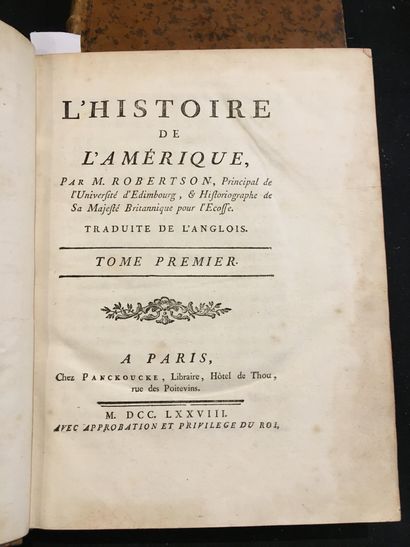 [AMÉRIQUE]. ROBERTSON (William). Histoire de l'Amérique. A Paris, Chez Panckoucke,...