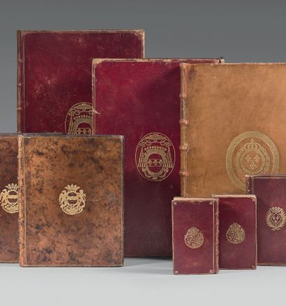  [BOUND IN RED MOROCCO WITH ARMS]. Pontificale romanum Clementis VIII ]...] In tres...