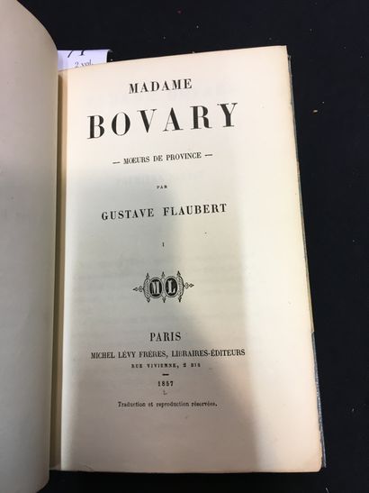 FLAUBERT (Gustave). Madame Bovary. Moeurs de province. Paris, Michel Lévy Frères,...