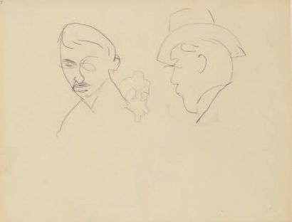Albert Marquet (1875-1947) 
Autoportrait et personnages
Dessin au crayon noir.
20...