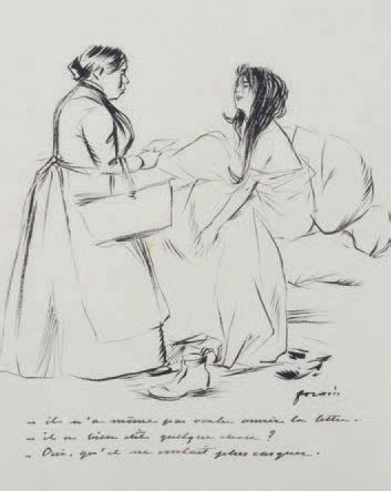 Jean-Louis FORAIN (1852-1931) 
He didn't even want to open the letter... 
 Ink drawing,...