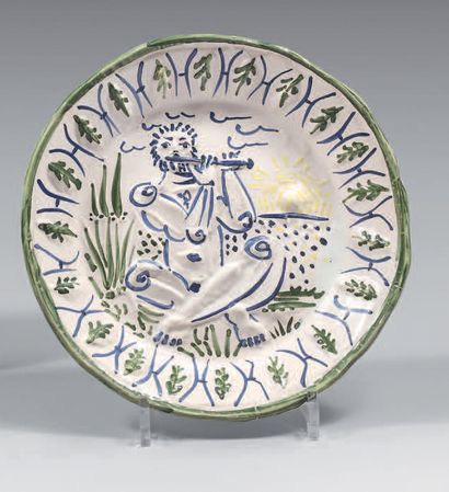 Pablo Picasso (1881-1973) 
The flute player, 1951
Soup plate, original white earthenware...