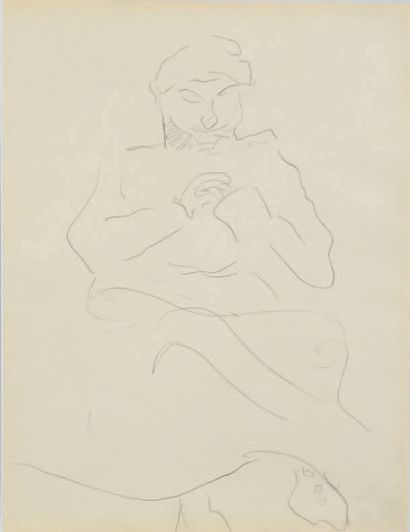 Albert Marquet (1875-1947) Woman at her seam Double-sided black pencil drawing. 26.5...