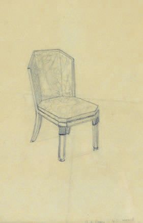 SUE Louis (1875-1968) & MARE André (1885-1932) 
Chair. Black pencil on tracing paper...