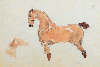 rené Pierre PRINCETEAU (1843-1914) Étude des chevaux, vers 1884- 1888 Aquarelle sur...