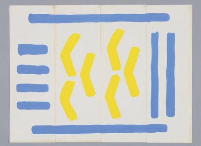 Albert CHUBAC (1925-2008) Untitled Two gouaches in four parts. 44.5 x 60 cm each