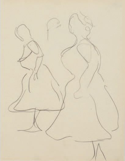 Albert Marquet (1875-1947) 
Deux femmes de profil
Dessin au crayon noir.
26,5 x 20...