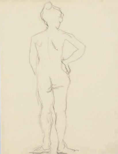 Albert Marquet (1875-1947) Modèle nu de dos Dessin au crayon noir. 26,5 x 20 cm