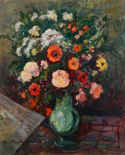 Marcel PARTURIER (1901-1976) 
Bouquet de fleurs
Huile sur toile, signée du cachet...