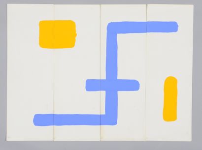 Albert CHUBAC (1925-2008) Sans titre Deux gouaches en quatre éléments. 60 x 44,5...