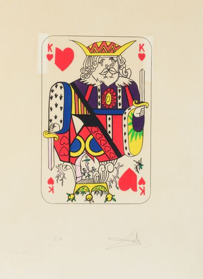 SALVADOR DALI (1904-1989) d'après Roi de coeur Lithographie en couleurs, signée en...