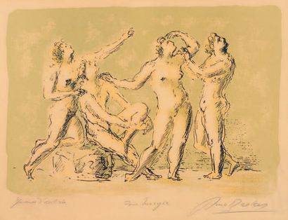 Arno BRECKER (1900-1991) 
Quatre personnages à l'antique
Lithographie en couleurs,...