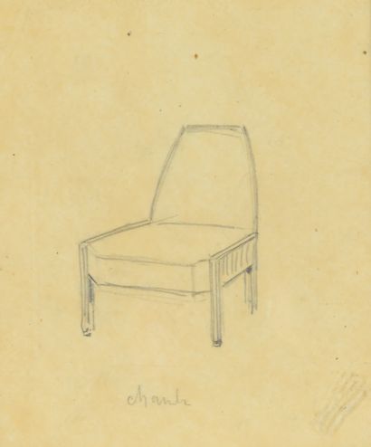 SUE Louis (1875-1968) & MARE André (1885-1932) Armchair. Black pencil on tracing...