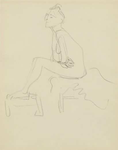 Albert Marquet (1875-1947) Modèle de dos dans l'atelier Dessin double face au fusain...