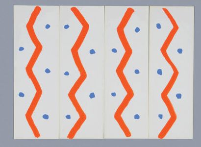 Albert CHUBAC (1925-2008) Untitled Two gouaches in four parts. 44.5 x 60 cm each