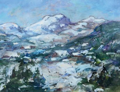 Marcel PARTURIER (1901-1976) 
Les Alpilles Aquarelle et gouache, signée en bas à...