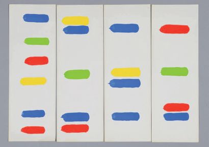Albert CHUBAC (1925-2008) Sans titre Deux gouaches en quatre éléments. 44,5 x 60...