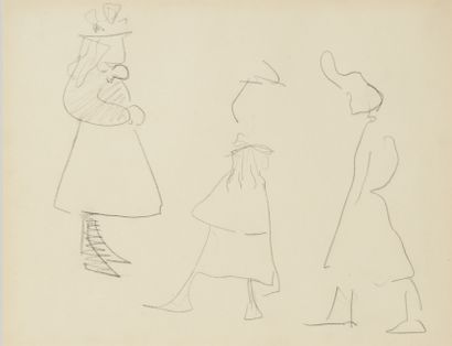 Albert Marquet (1875-1947) 
Three character studies
Black pencil drawing.
20 x 26.5...