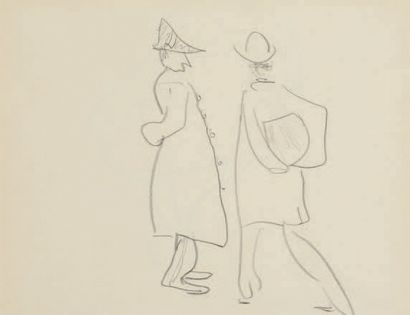 Albert Marquet (1875-1947) The meeting Black pencil drawing. 20 x 26.5 cm