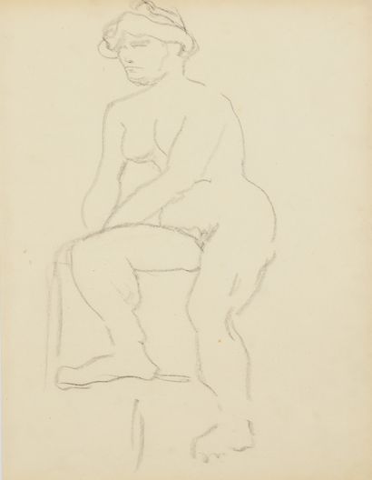 Albert Marquet (1875-1947) 
Nude model with stool
Black pencil drawing.
26.5 x 20...