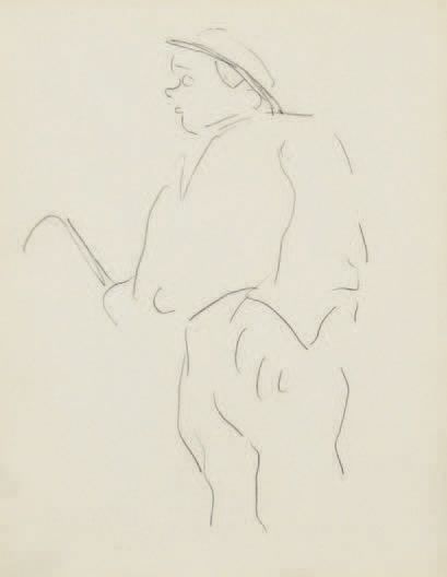 Albert Marquet (1875-1947) Homme au parapluie Dessin double face au crayon noir....