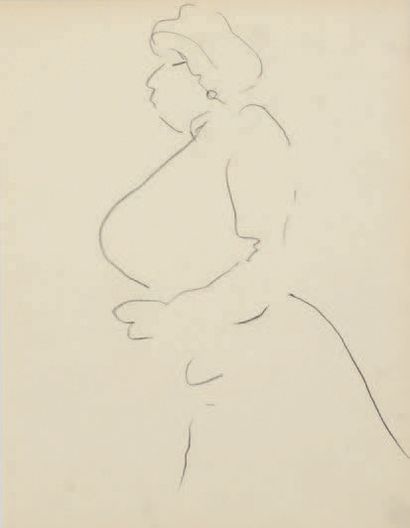 Albert Marquet (1875-1947) 
Femme de profil à la boucle d'oreille Dessin au crayon...
