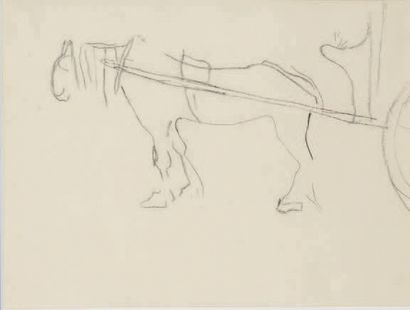 Albert Marquet (1875-1947) 
Cheval attelé
Dessin au crayon noir.
20 x 26,5 cm
