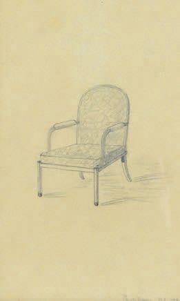 SUE Louis (1875-1968) & MARE André (1885-1932) 
Armchair. Black pencil on tracing...