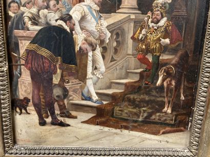 Eduardo ZAMACOIS Y ZABALA (1842-1871) At the court of the King of Spain Oil on panel,...