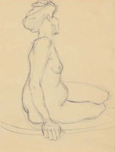 Albert Marquet (1875-1947) Modèle nu assis Dessin au crayon noir. 26,5 x 20 cm