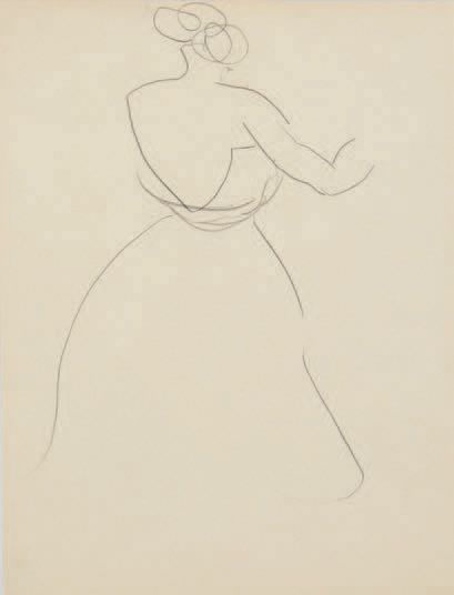 Albert Marquet (1875-1947) 
Femme de dos en décolleté
Dessin au crayon noir.
26,5...