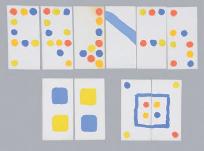 Albert CHUBAC (1925-2008) 
Composition aux carrés
Deux gouaches en deux éléments.
24...