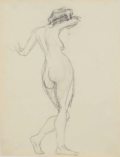 Albert Marquet (1875-1947) Standing nude with head hidden Double-sided black pencil...