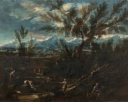 Antonio Francesco PERUZZINI (Ancône, 1643 - Milan, 1724) 
Paysages de montagne avec...
