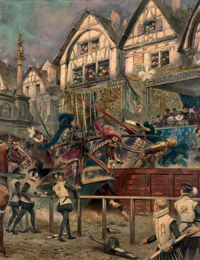 Edouard DÉTAILLE (Paris? 1848-1912) 
La mort du roi Henri II au tournoi de l'hôtel...
