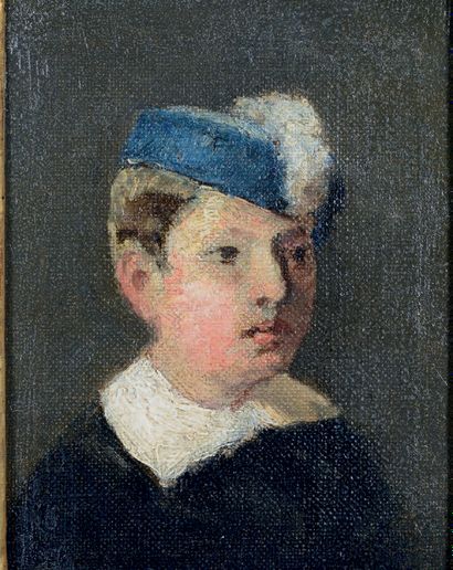 STANISLAS LEPINE (1835-1892) Portrait d'enfants en buste, vers 1878-1880 Deux huiles...
