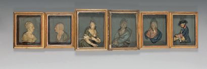 Attribué à Caspar Bernhard HARDY (1726-1819) Set of six rare high reliefs in polychrome...