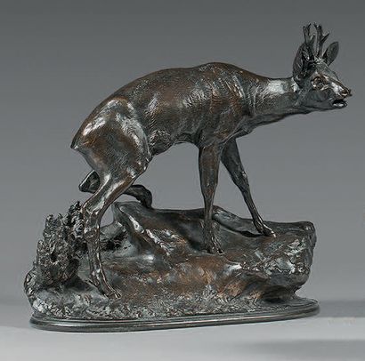 Pierre-Jules Mene (1810-1879) 
Brocard
Bronze à patine brune nuancée.
Signé en creux...