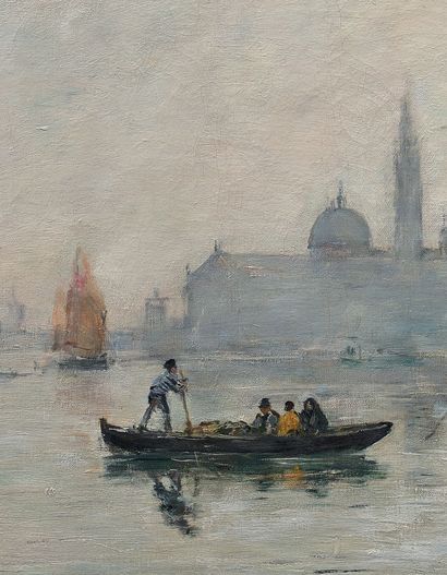 Eugène BOUDIN (1824-1898) 
Venise, le quai de la Giudecca, effet du matin, 1895
Huile...